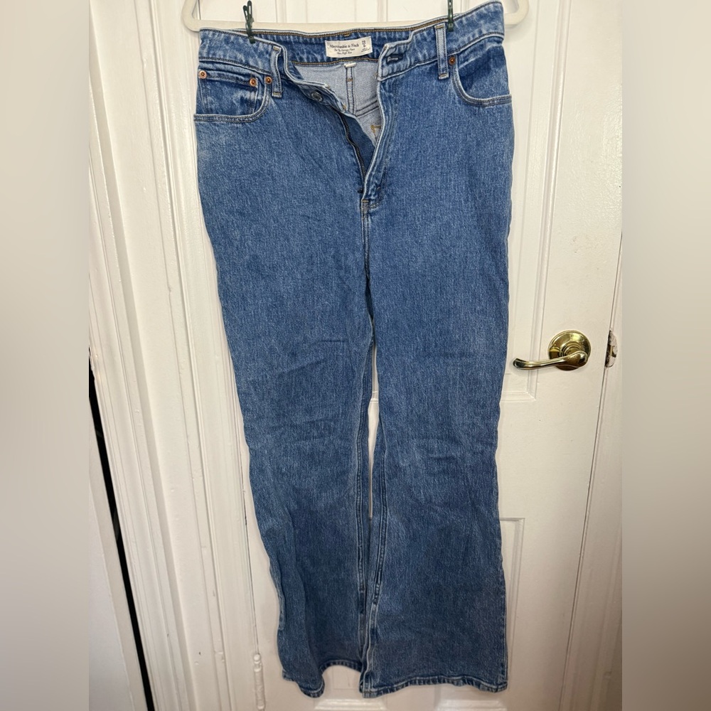Abercrombie & Fitch The 70s Vintage Flare Ultra High Rise Blue Jeans Curve Love
